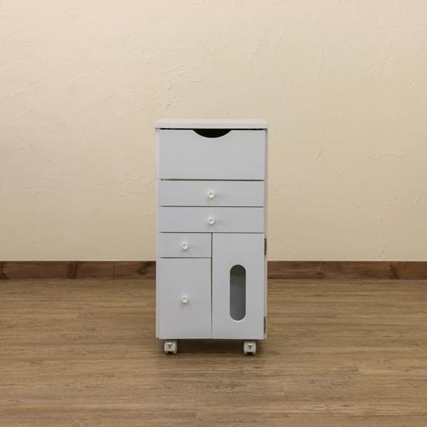 【新品・送料無料】コスメワゴン　縦型　DBR/WH