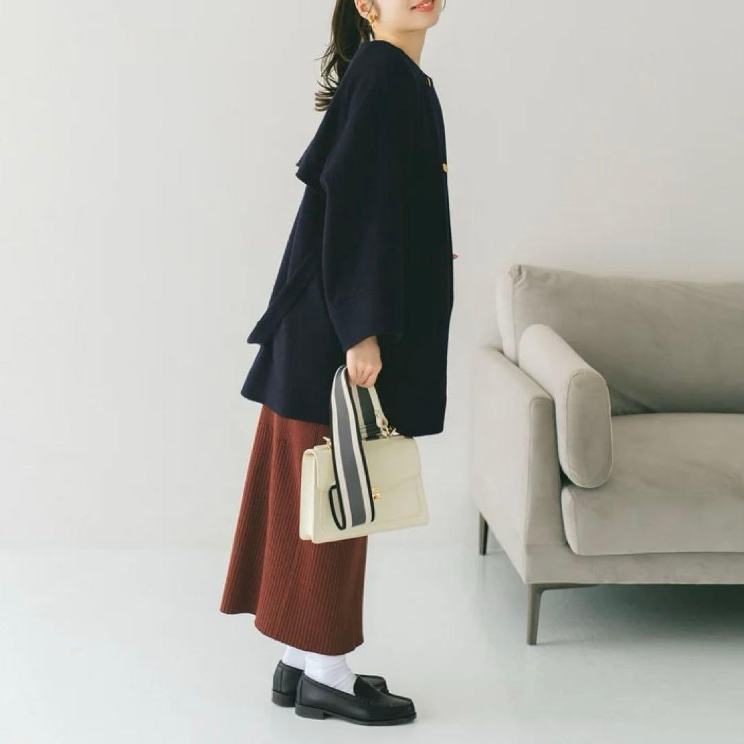 極美品✨COHINA 2wayカラーゴールドボタンミドルコート　ネイビー