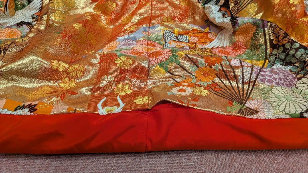 色打掛　オレンジ朱色牡丹