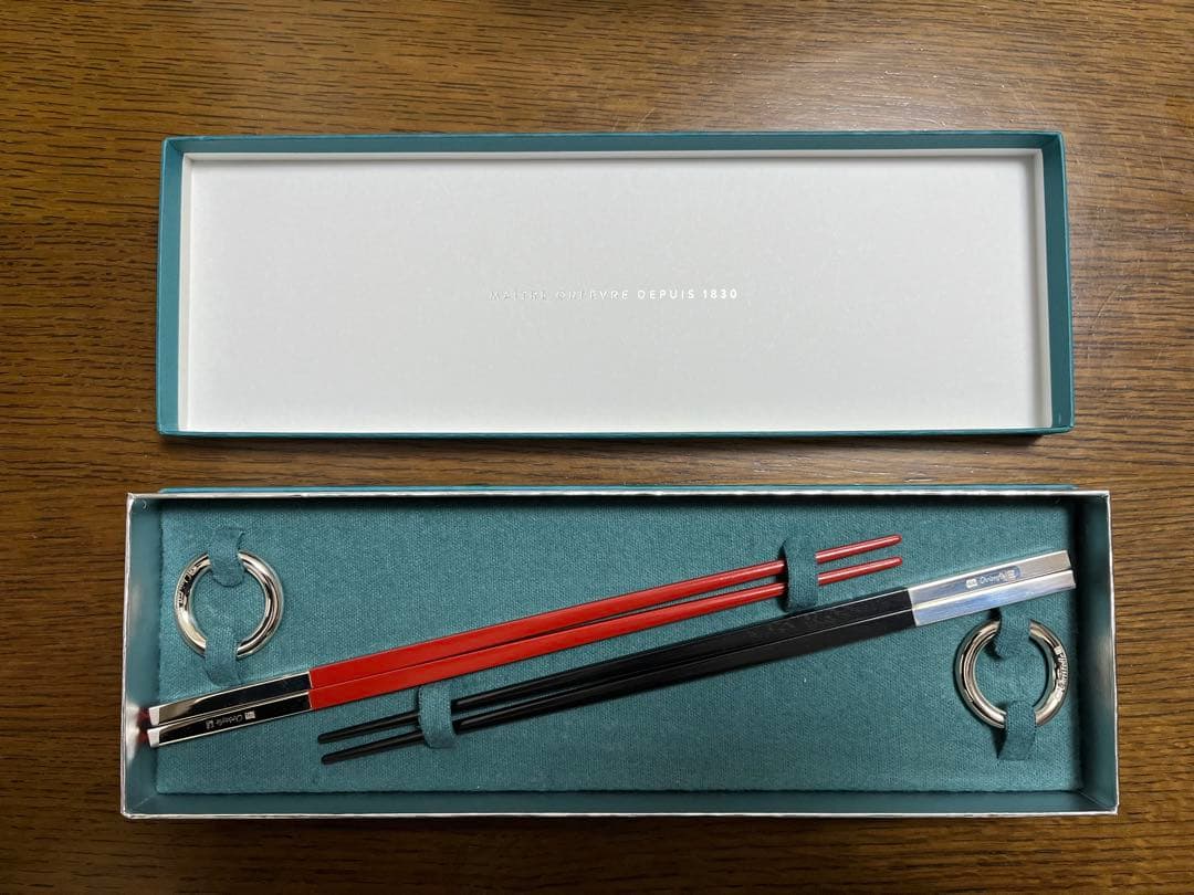 CHRISTOFLE 赤黒箸セット