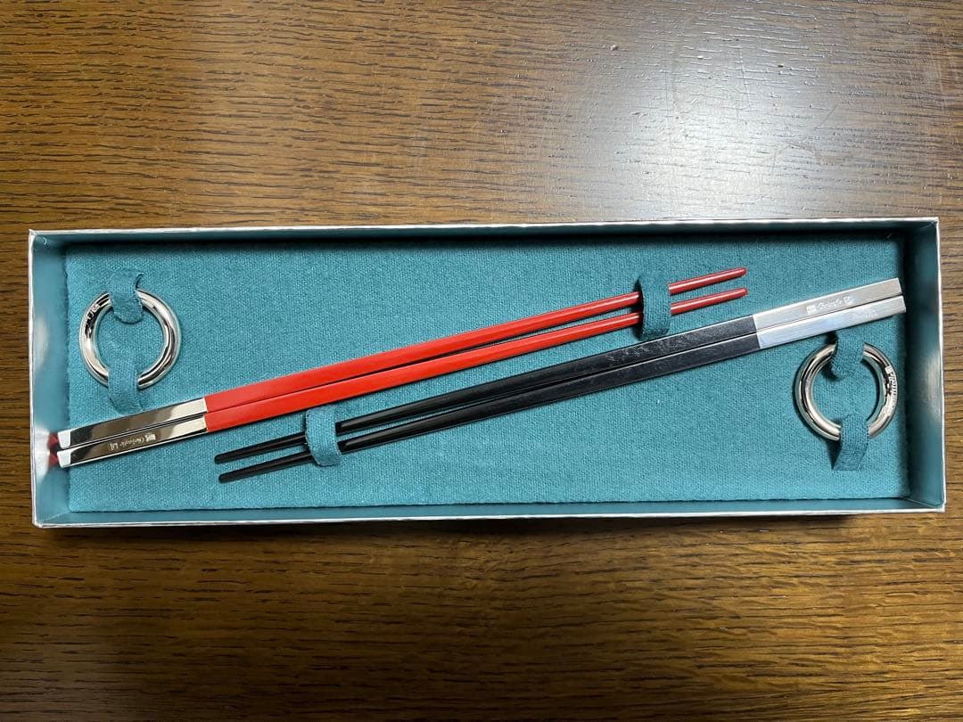 CHRISTOFLE 赤黒箸セット