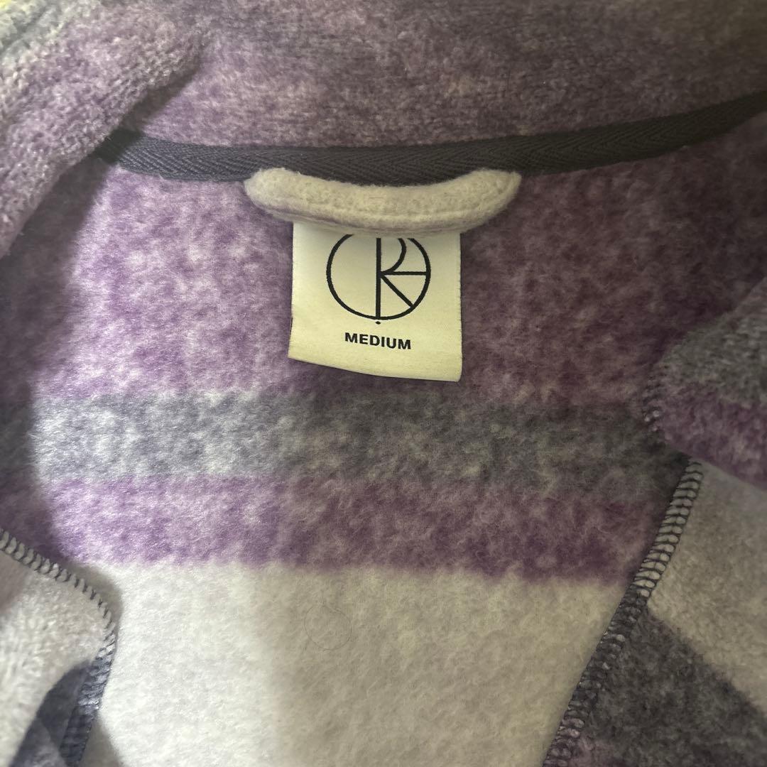 フリースジャケット 紫とグレー ストライプ