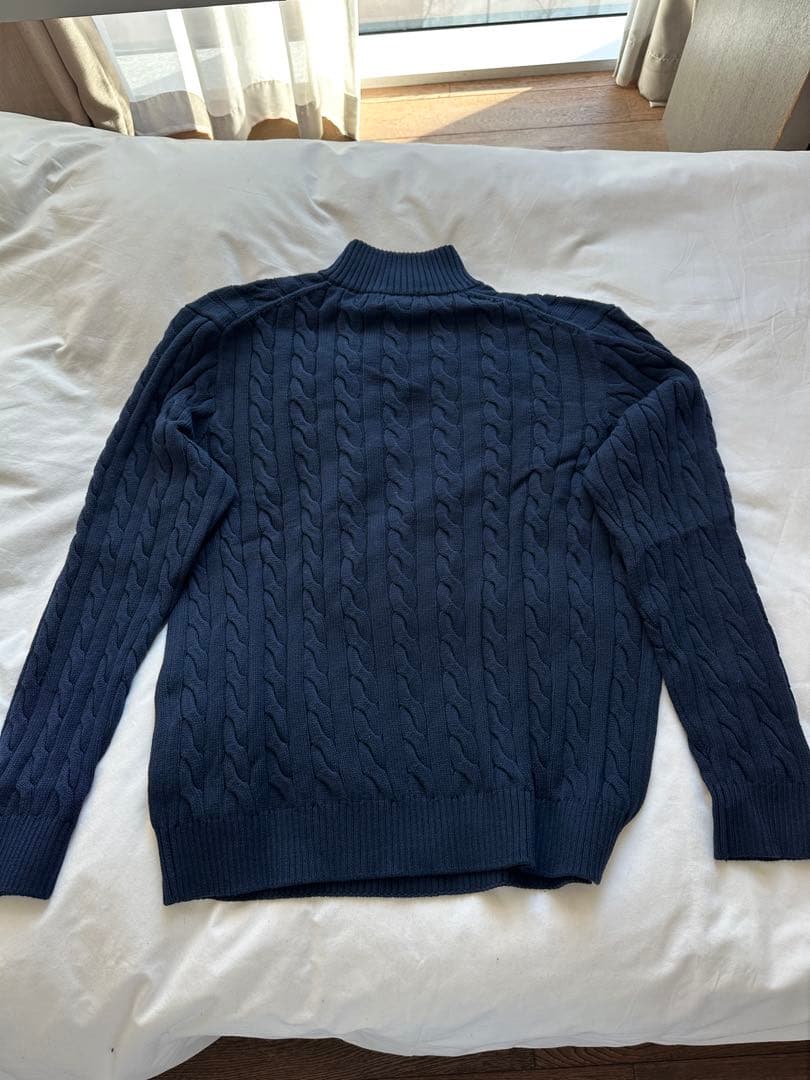 【新品未使用】ポロラルフローレン ハーフジップ ケーブルニット ネイビー L