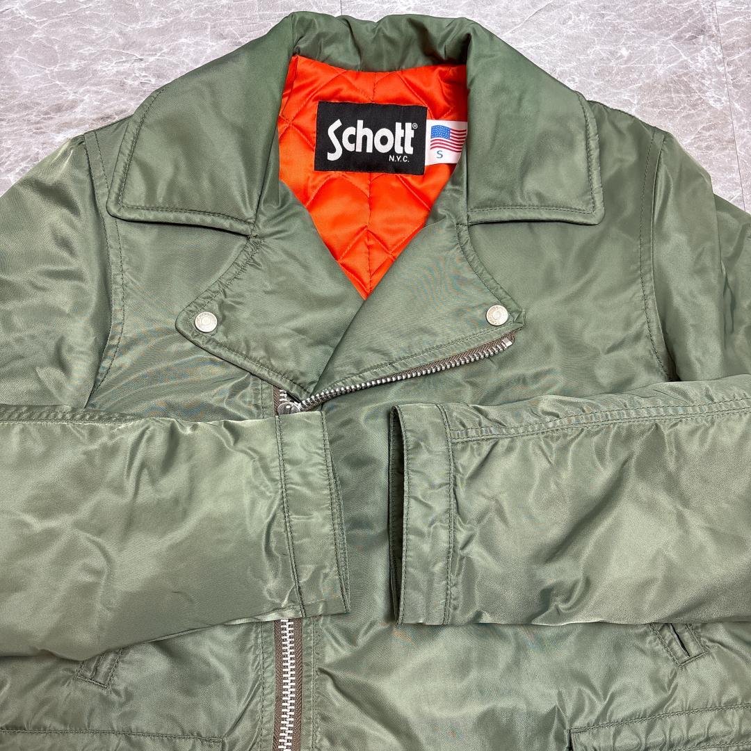 希少 Schott ナイロン ミリタリージャケット ダブルライダース N3B S