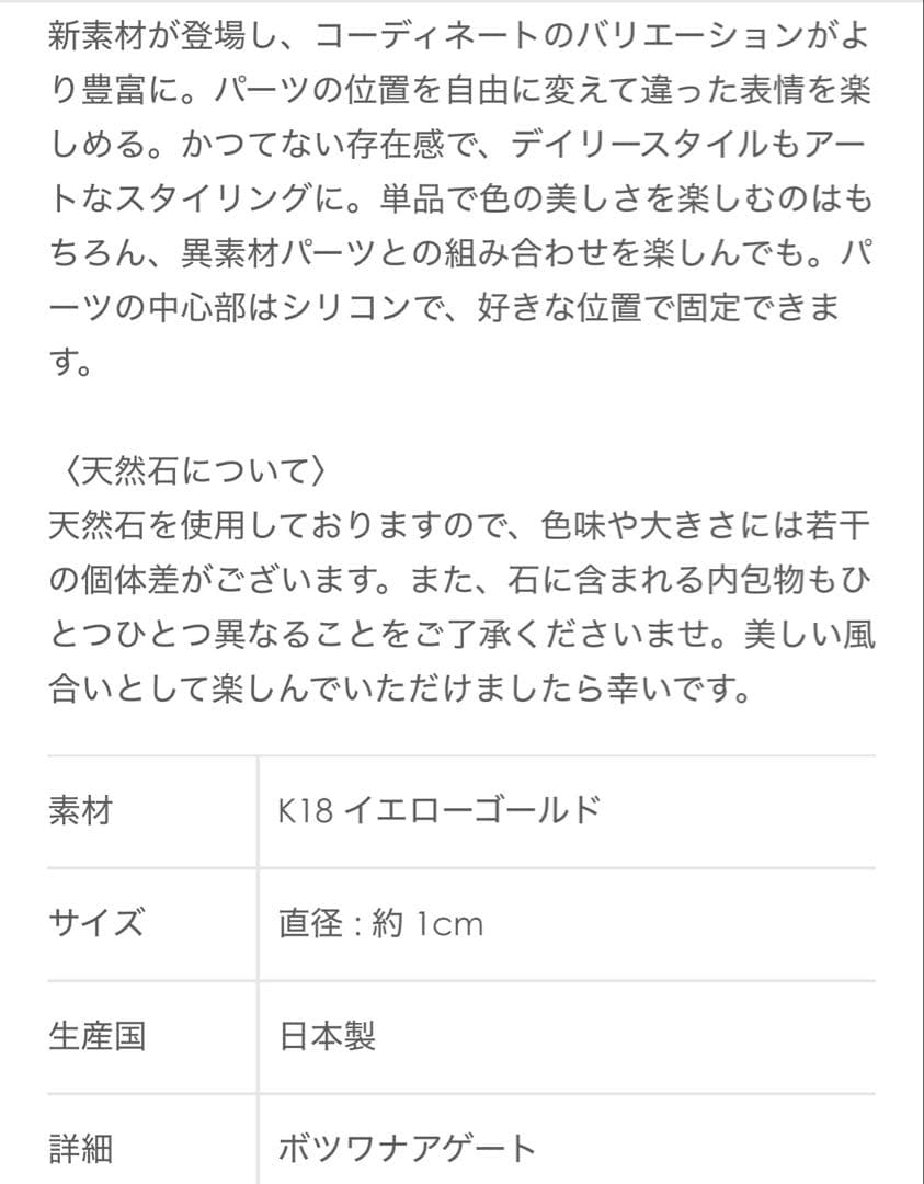 ヒロタカ hirotaka ヘキサゴン ボツワナアゲート スピア ピアス専用
