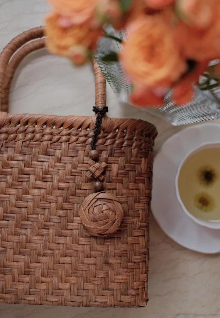 【期間限定】山葡萄 かごバッグ 網代編み 職人手編み 籠 内布付 専属リンクき