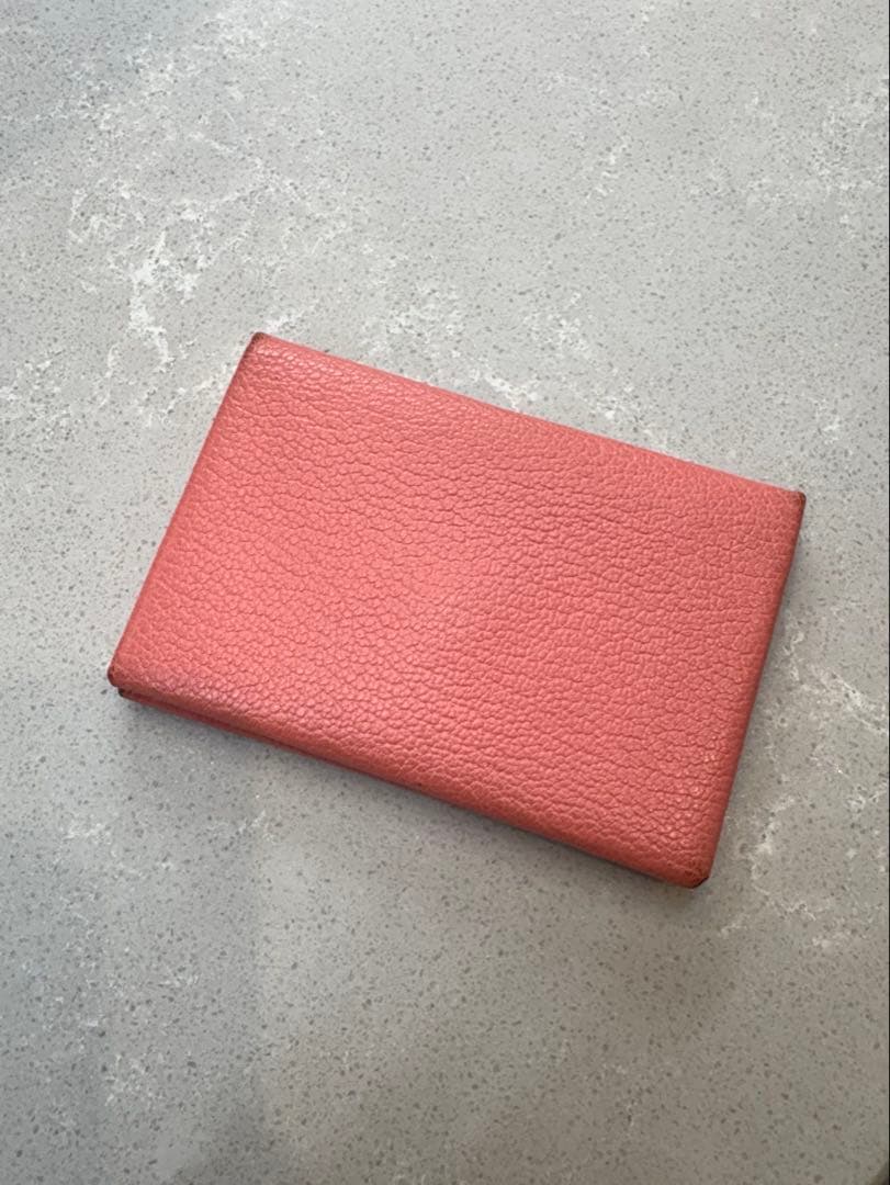 HERMES カルヴィ　ピンク　名刺入れ　カードケース　エルメス