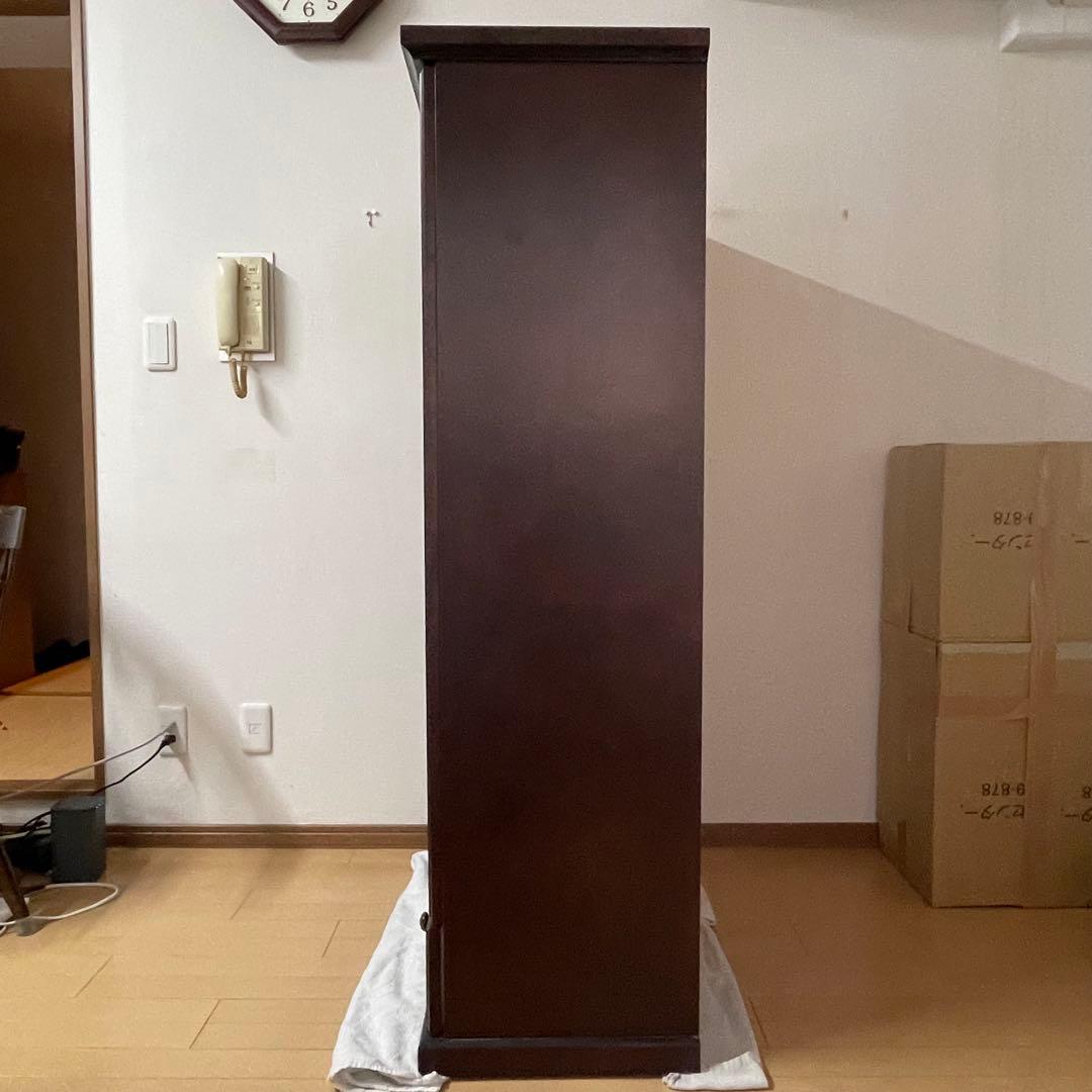 本棚 木製 ガラス扉付き キャビネット　84×42×150cmダークブラウン