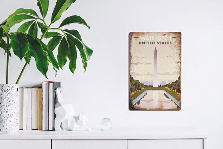 デザイン看板A4】ワシントン記念塔★ポスター絵インテリア壁掛けアメリカン雑貨お