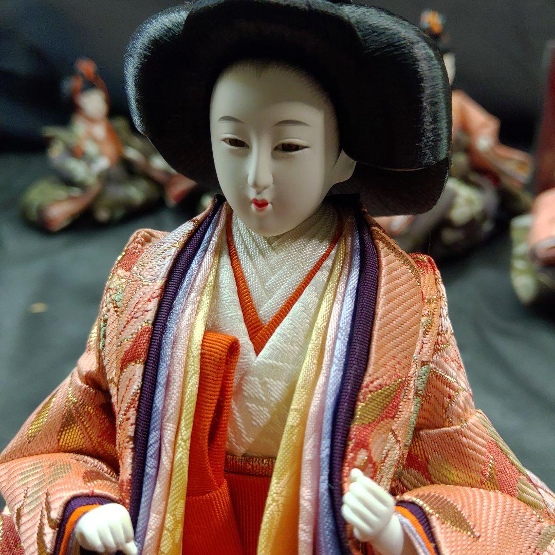 未使用品 京雛 特選 6寸 二條 勝翠作 雛人形 11体 官女 五人囃子 仕丁