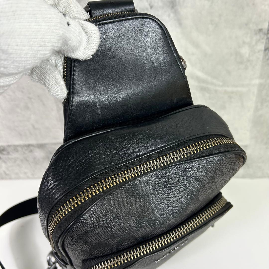 【良品】COACH コーチ ボディバッグ イーサンパック ブラック シグネチャ