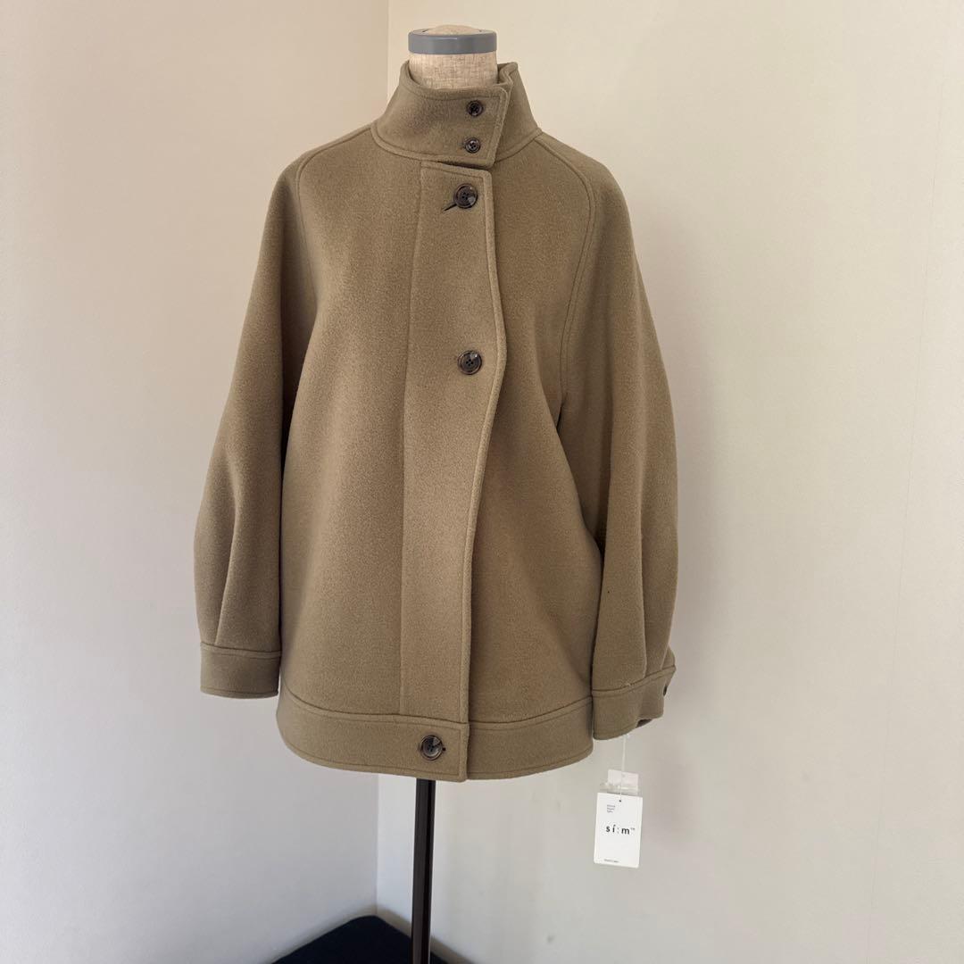 新品⭐︎simウールモッサジップジャケット オリーブカーキウール混合コート