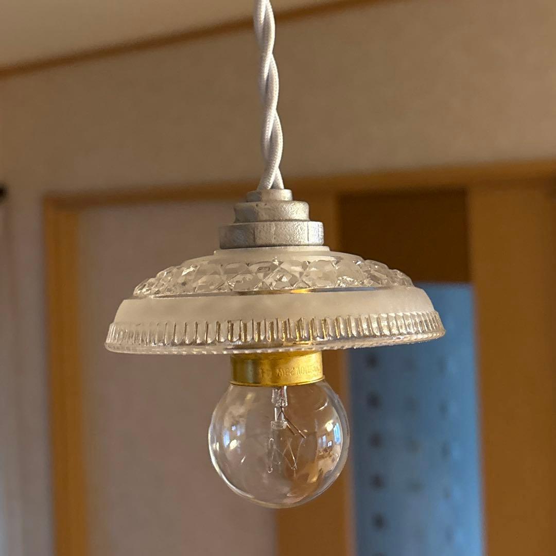 フランスアンティーク　オールドバカラ　ミニシェード　ペンダントランプ