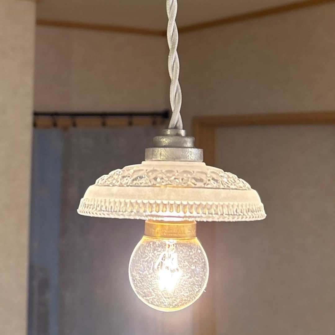 フランスアンティーク　オールドバカラ　ミニシェード　ペンダントランプ