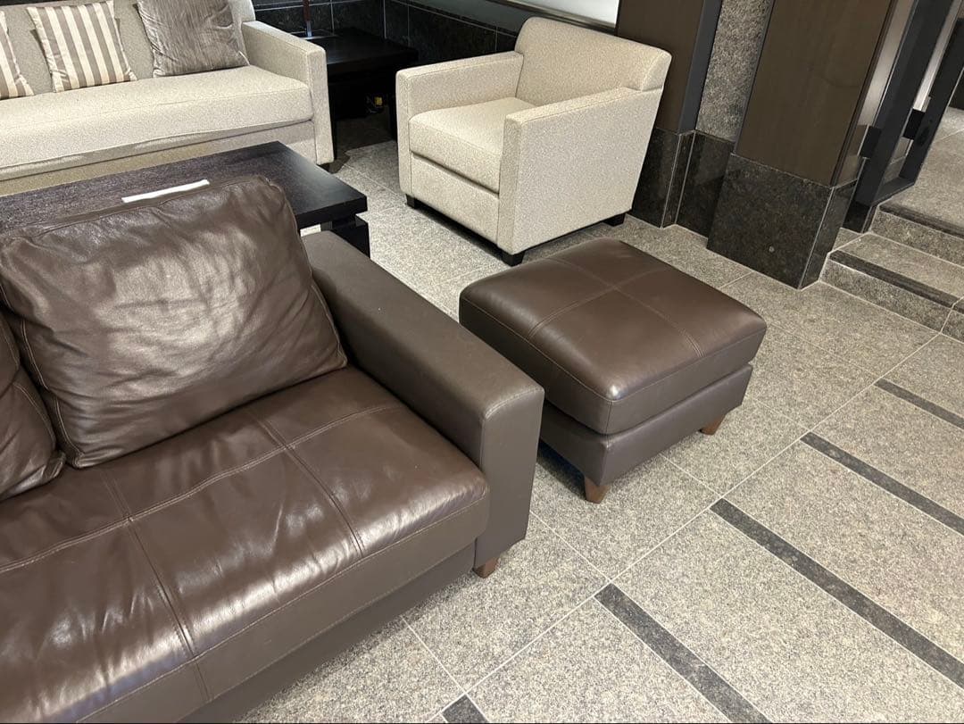 ルラックス　3人がけ　レザーソファ　オットマン　セット　LELAX 革張りソファ