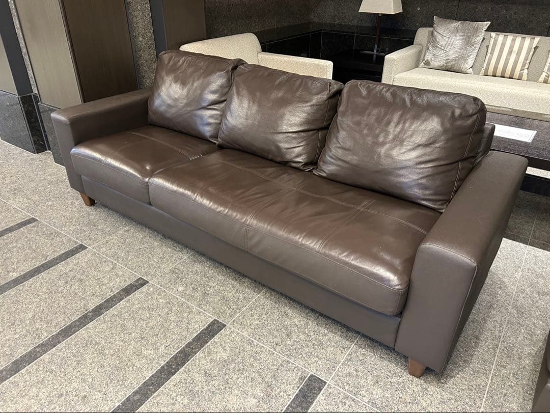 ルラックス　3人がけ　レザーソファ　オットマン　セット　LELAX 革張りソファ