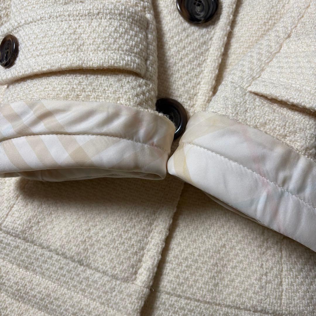 バーバリーブルーレーベル ツイード フレア袖 Aライン コート 38