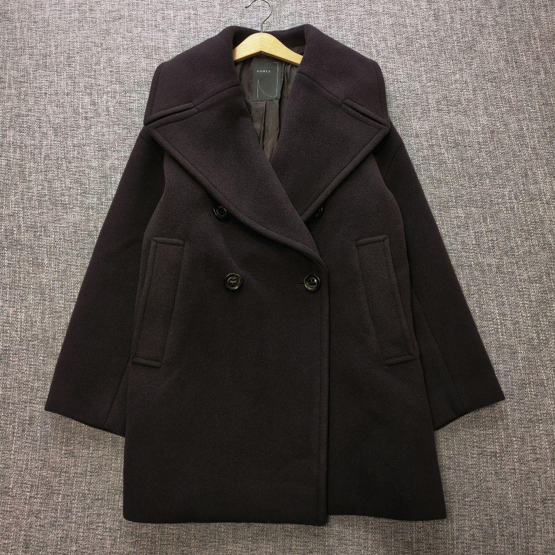 ノーブル　カシミヤ混　MTRビッグカラーPコート　ブラウン　着用感のない美品