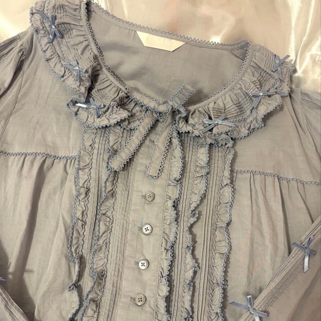 ピンクハウス ブラウス ブルーグレー 長袖