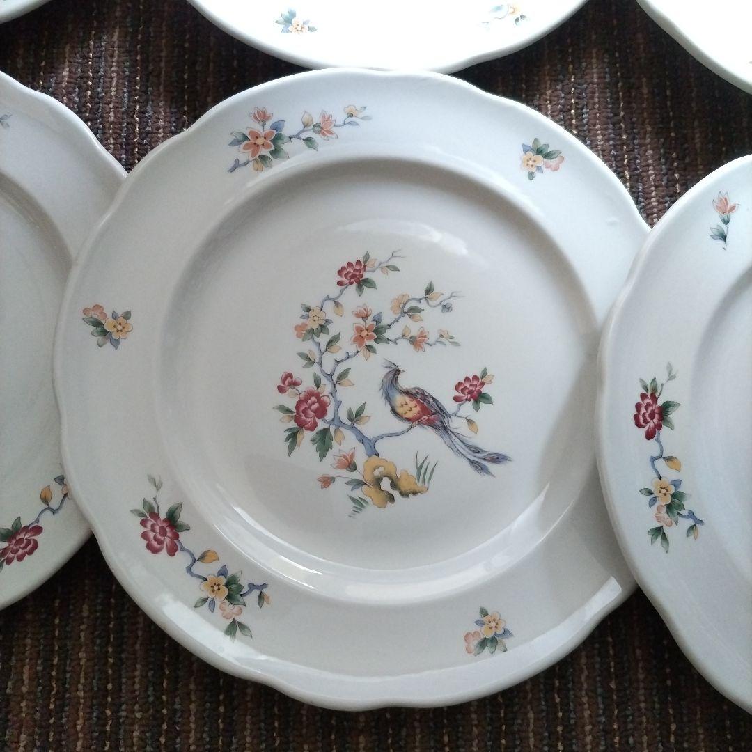 【美品】フランス？　シノワズリ　花鳥文様　ディナー皿　６枚セット