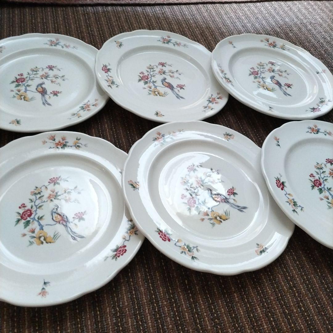 【美品】フランス？　シノワズリ　花鳥文様　ディナー皿　６枚セット