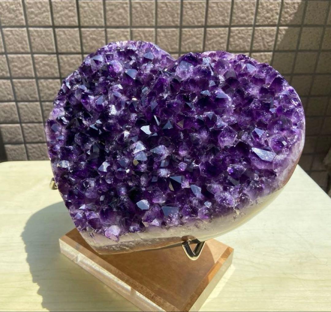 最高品質！ウルグアイ産⭐特大アメジストハートN163