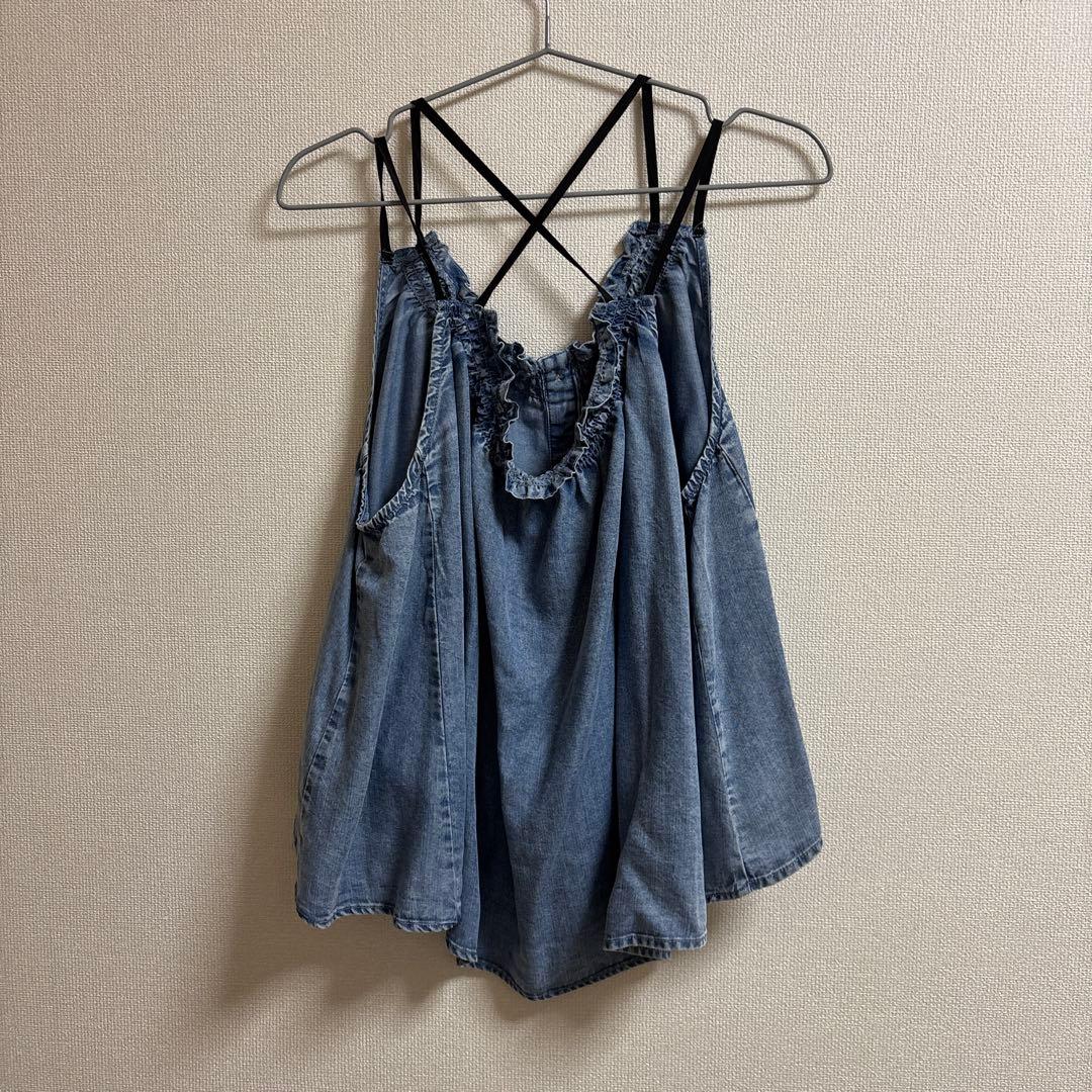 ま*り様 新品タグ付 2025新作 シニカル テンセル デニム トップス キャミ