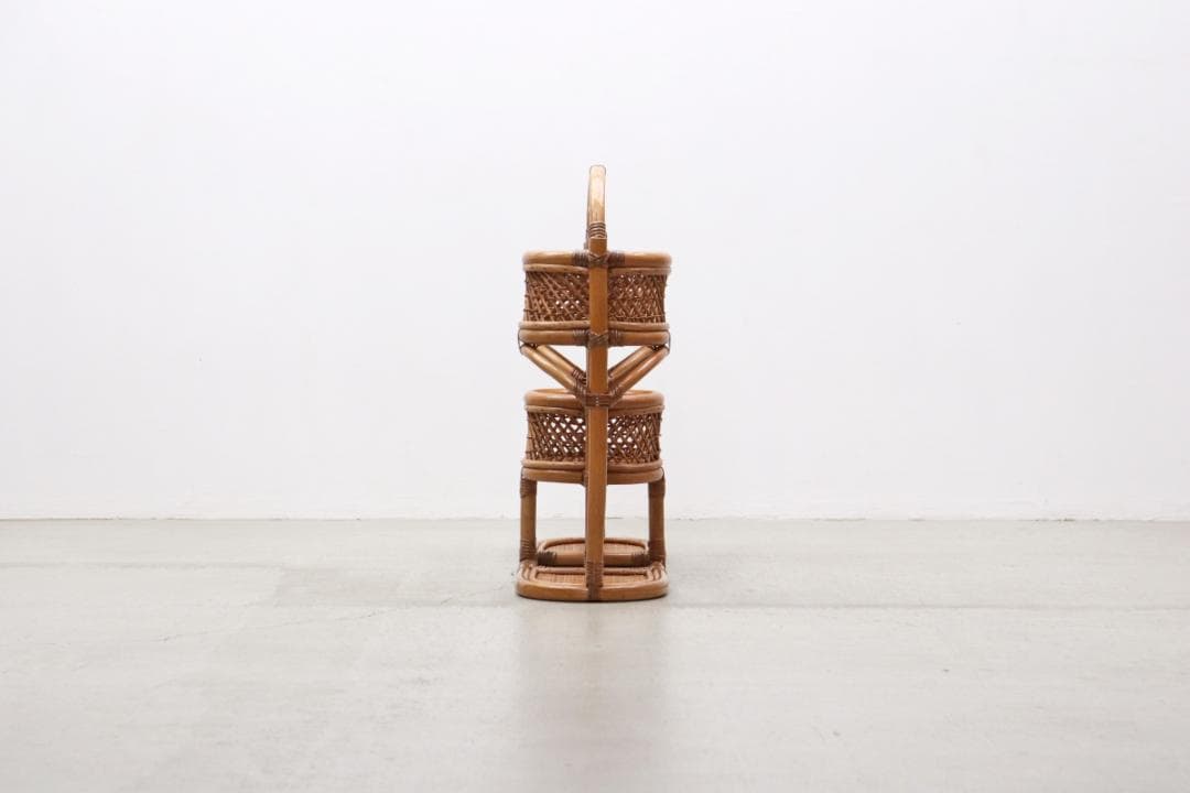 レトロ ラタン 籐 プランターラック 花台 植物 展示台 ヴィンテージ