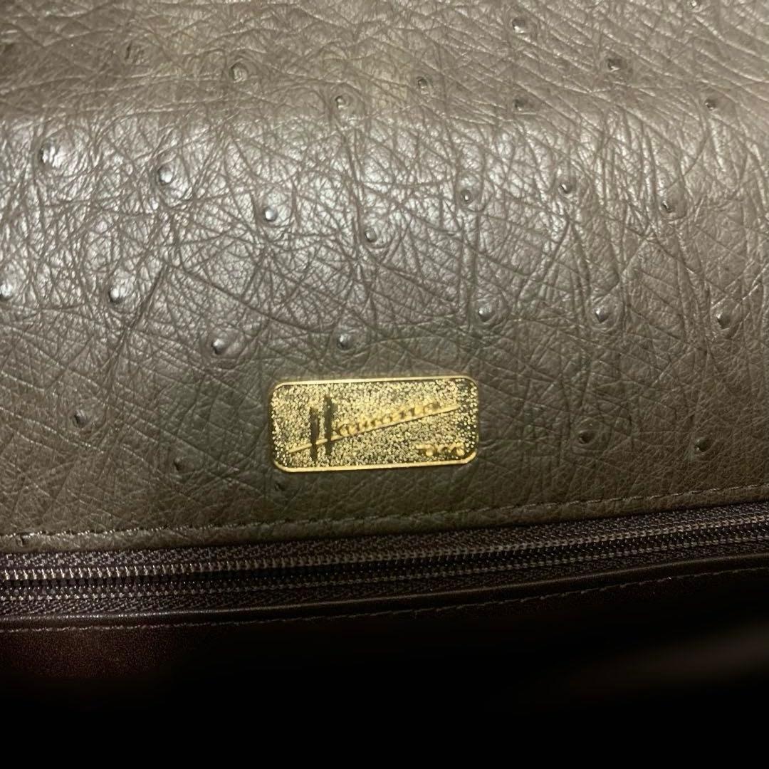 【美品】HAMANO オーストリッチ ブラウン レザー ハンドバッグ