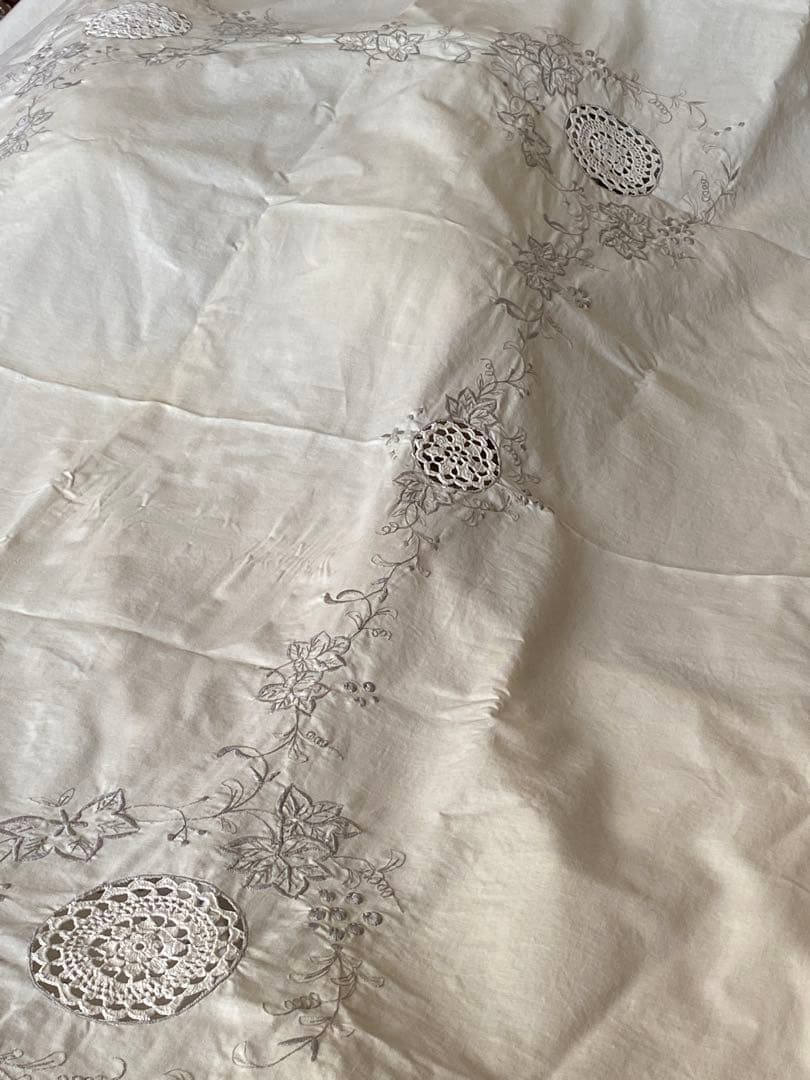 レース編み美しい ビンテージ 　テーブルクロス １８０cm×１３５cm