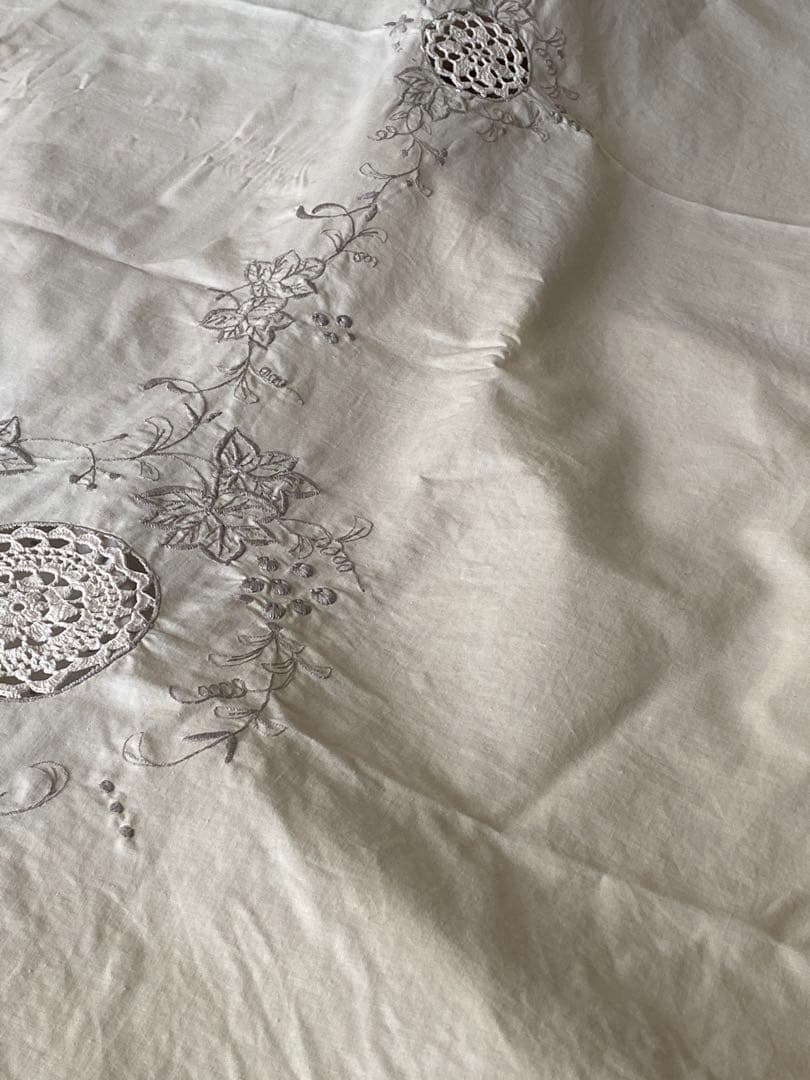 レース編み美しい ビンテージ 　テーブルクロス １８０cm×１３５cm