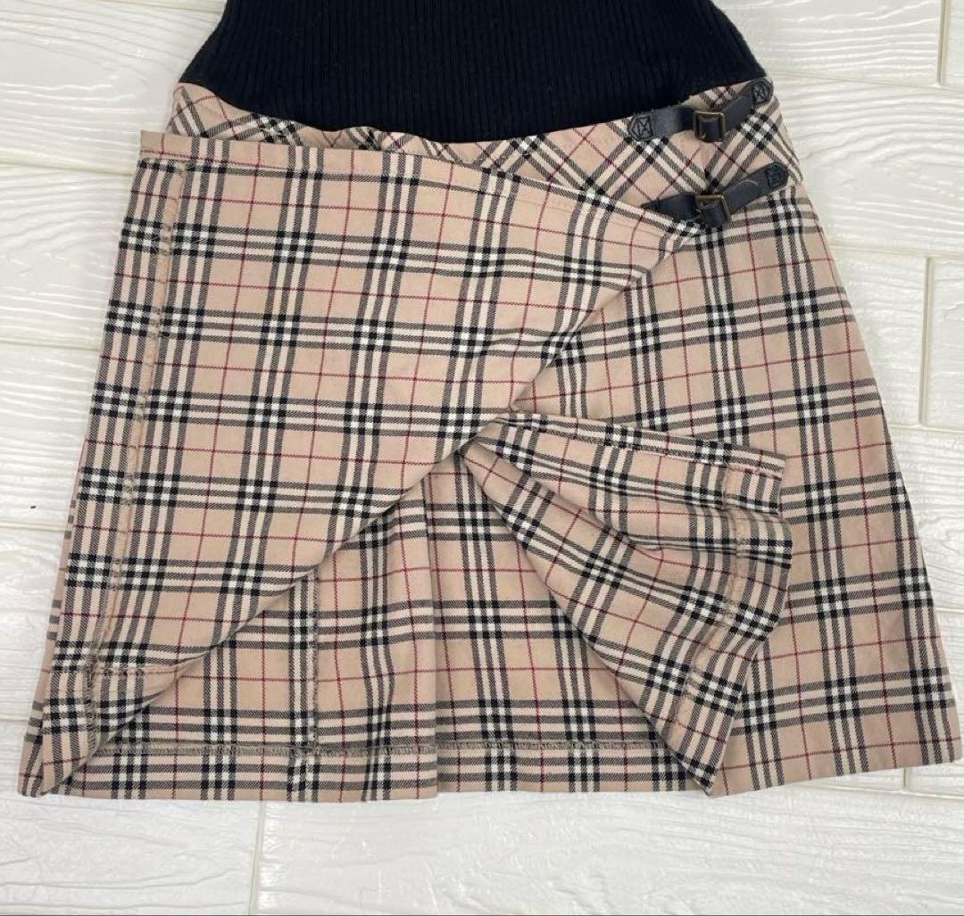 バーバリーブルーレーベル　ドッキングワンピース　タートルネック　ノバチェック