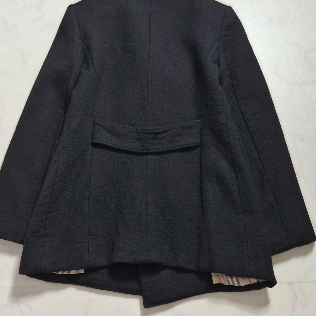 【美品】バーバリーロンドン ピーコート ウール ノバチェック ブラック L