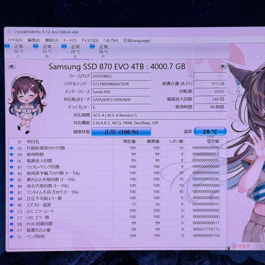 【ほぼ未使用】Samsung SSD 870 EVO 4TB