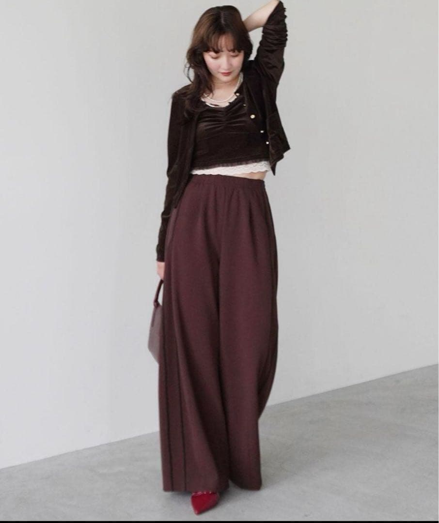 即完　ココディール　ベロアビスチェキャミソール　ブラウン　25AW