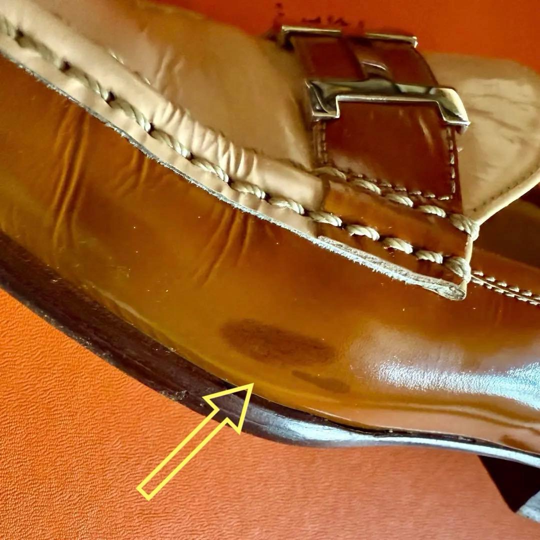 HERMES ベージュ・ブラウン ローファー