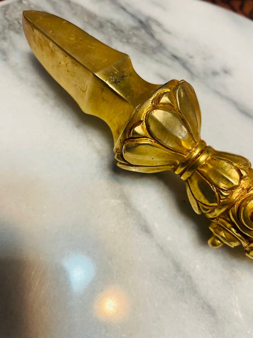 新品 24金張り 独鈷杵 プルパ 金剛杵 仏教 特大サイズ　約23センチ　87