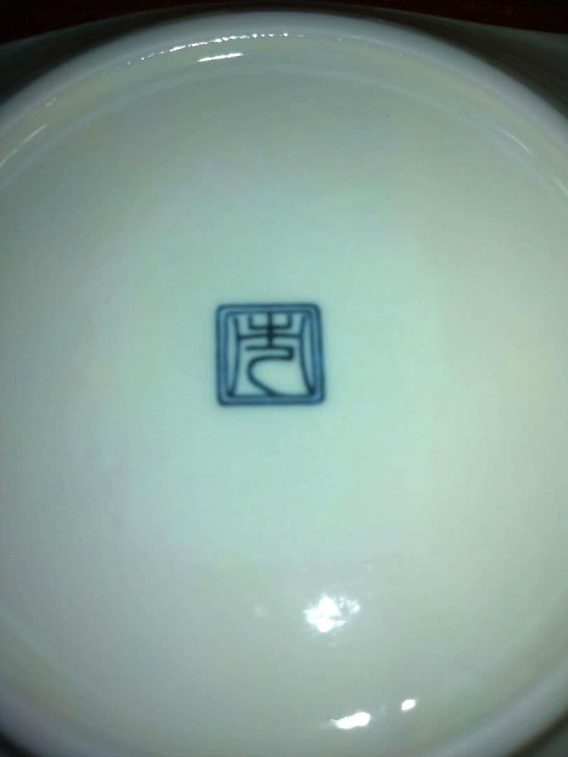 ♣オリジナルＷ・２種類♠一峰桜中皿♠嵐窯・渦巻青刷毛四角白ウェーブ平皿♦４セット