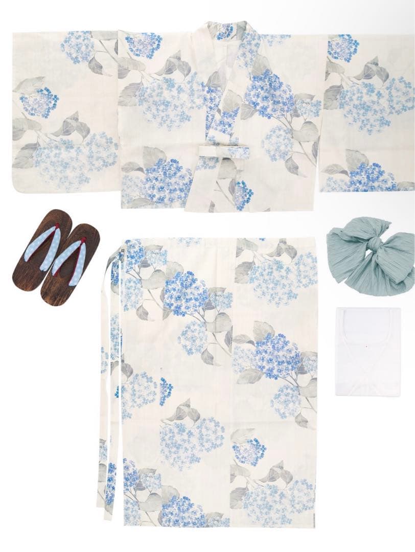 セパレート 浴衣 4点セットセパレート(浴衣 + 帯 + 下駄 + 肌着) 水色