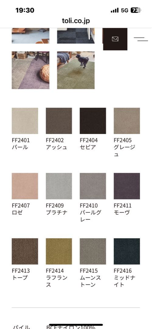 東リ　タイルカーペット　ソワレ50cm×50cm １５枚