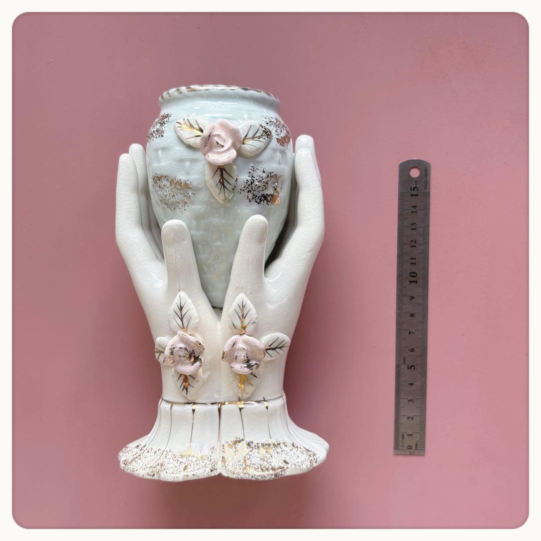 ヴィンテージ　ハンドモチーフ　フラワーベース　花瓶