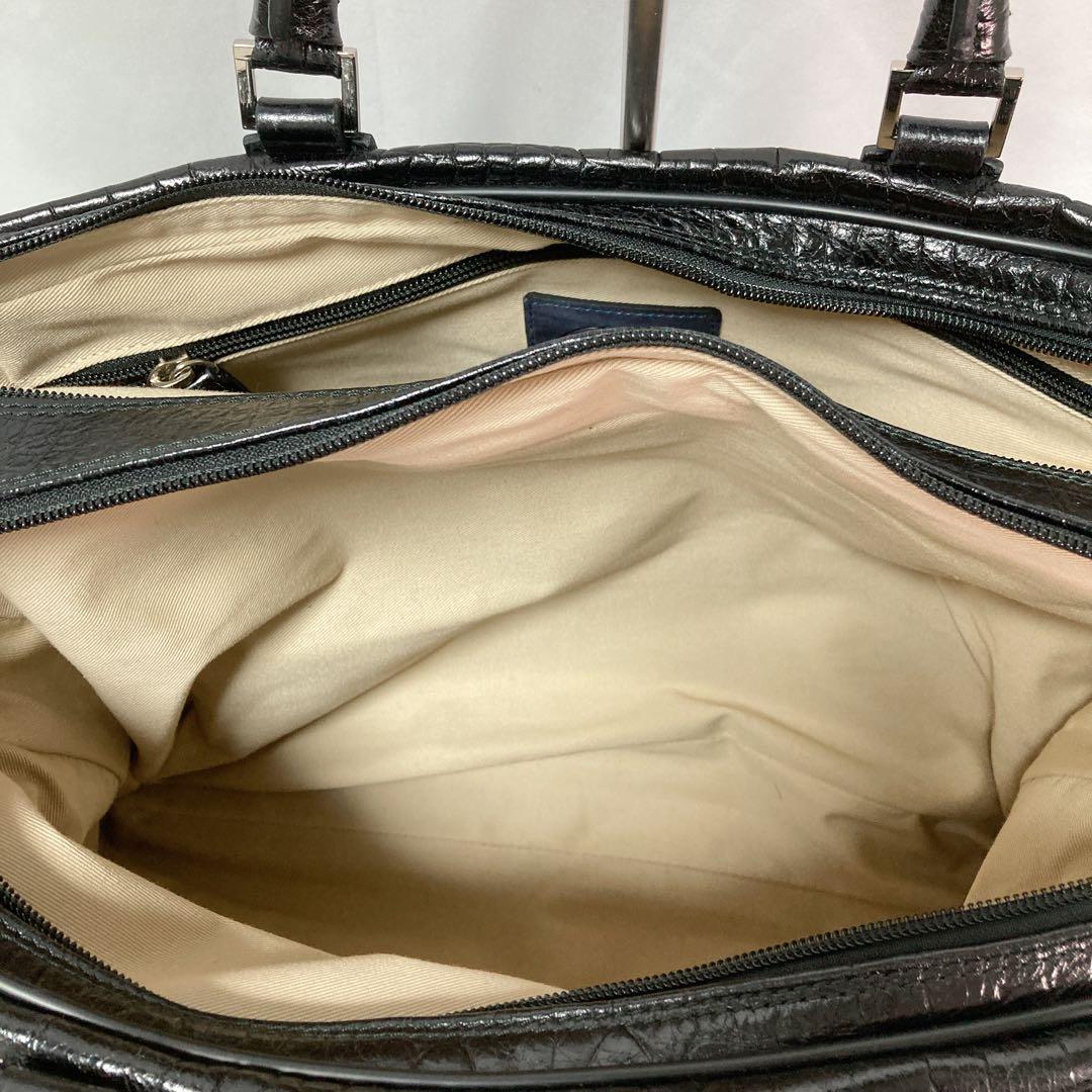 【美品】Pyloot パイロット ブリーフケース クロコ型押し イタリア製 BK