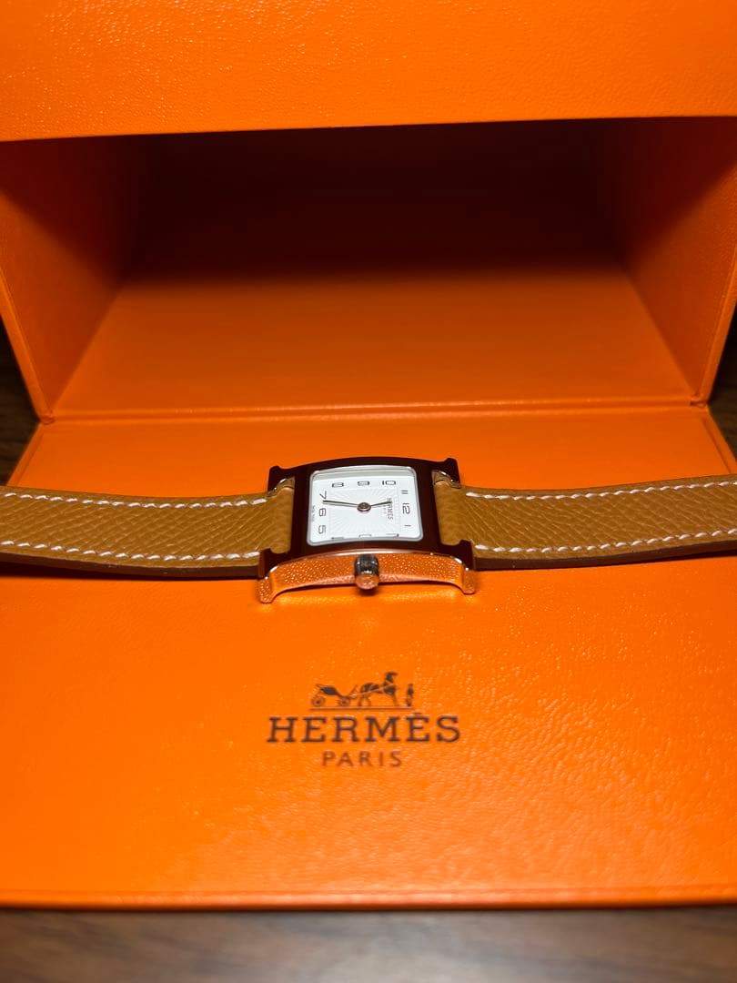 HERMES クォーツ時計 ホワイト/ブラウン