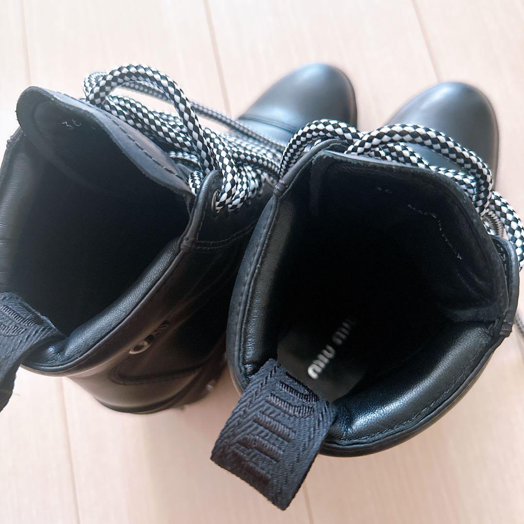 miumiu ビジュー レースアップブーツ 36