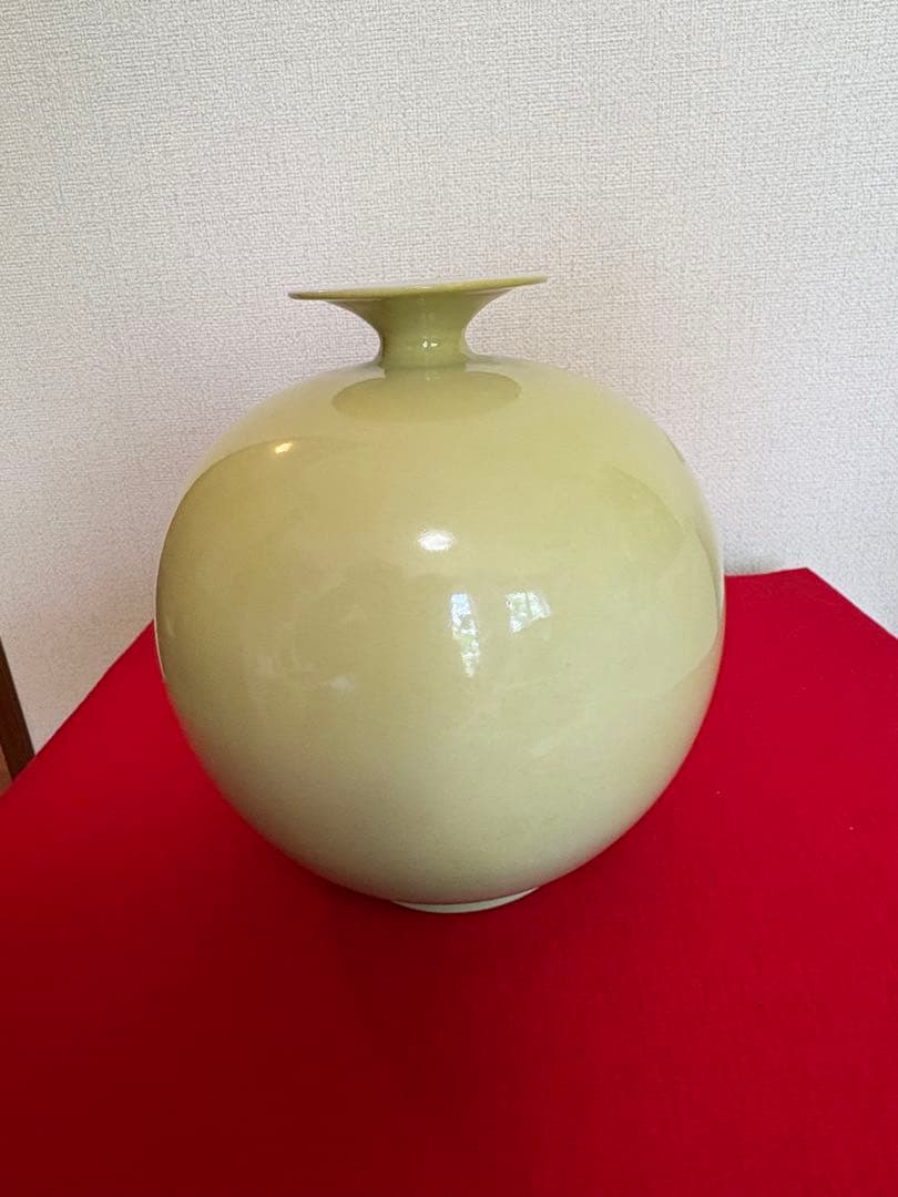 人間国宝 吉田美統『釉裏金彩 泰山木文 花瓶』Y35 共箱 共布 陶歴 立札付