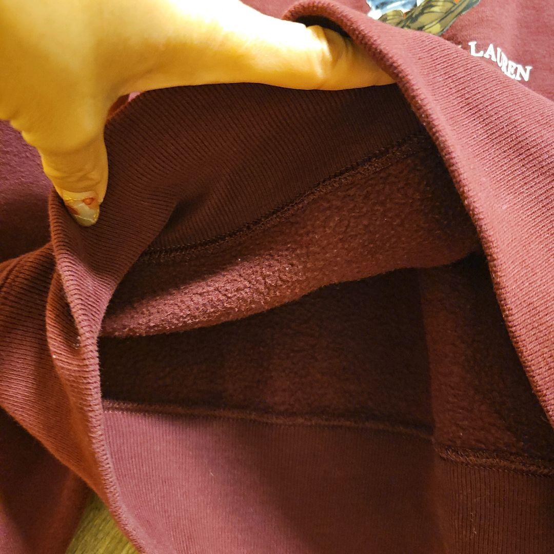 大人気❗ポロラルフローレン　ベアプリント　裏起毛スエットトレーナー　ボルドー　S