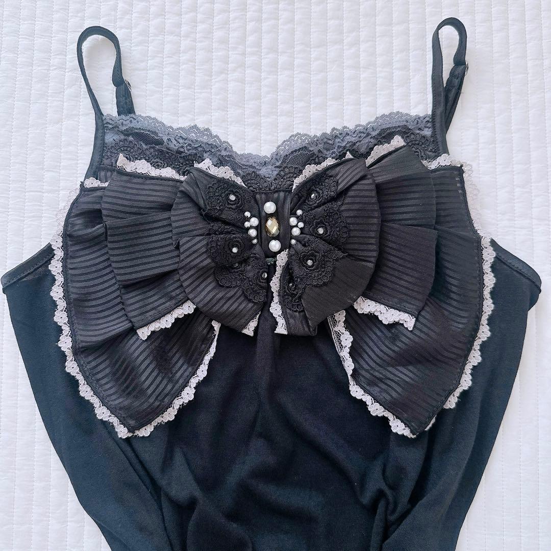 美品✨axes femme ビッグリボン キャミソール ダークコア 姫カジ 平成