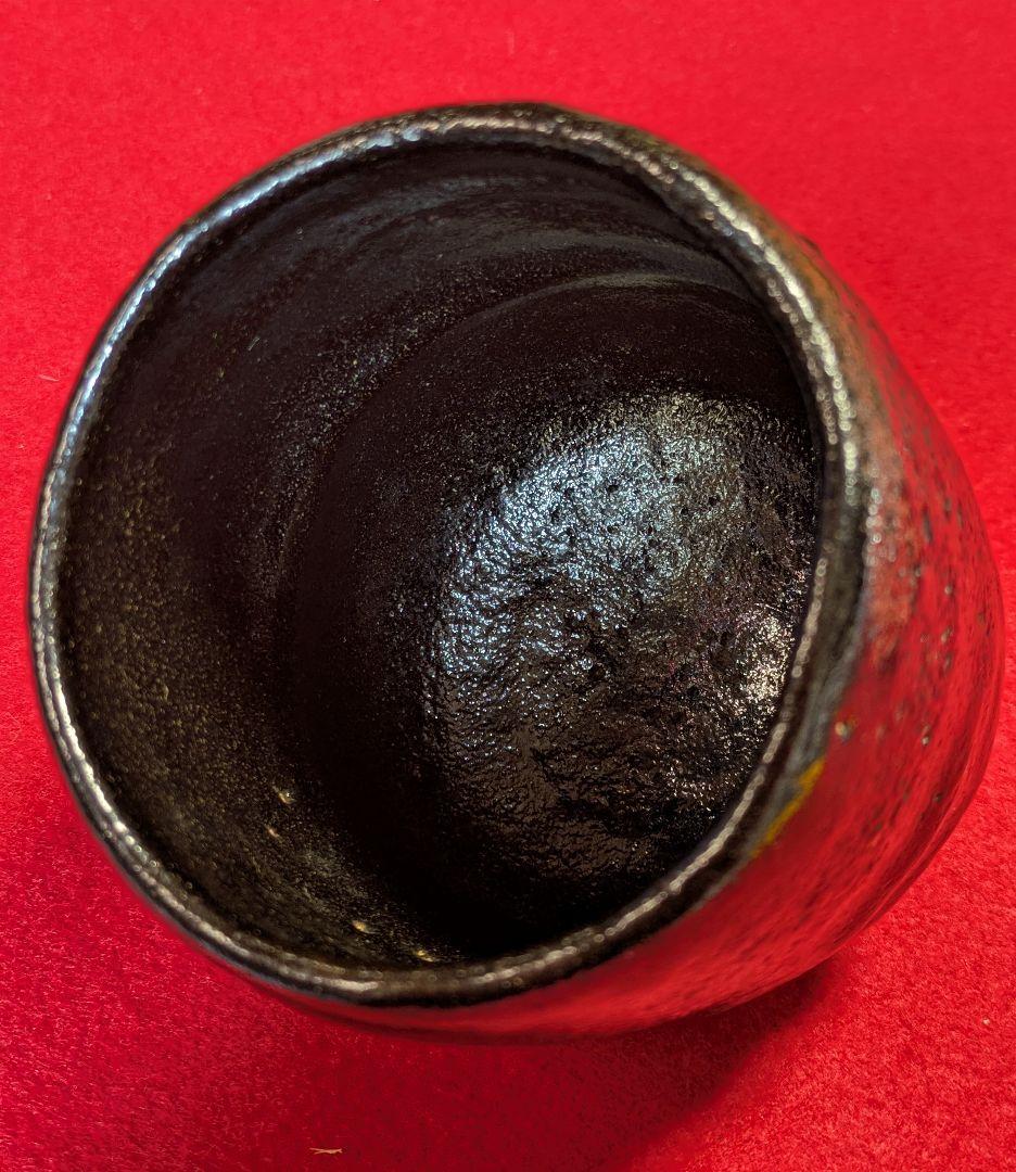 茶道具/楽茶碗/黒楽筒茶碗/隠居印/抹茶茶碗/筒茶碗