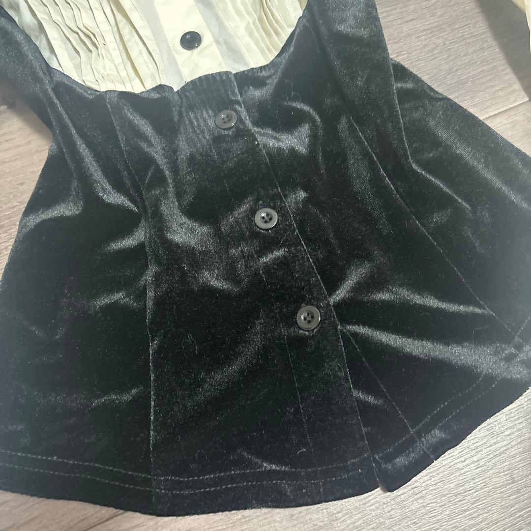 00s darkcore シャツ バレエコア ホラゲ ベロア 黒ボタン