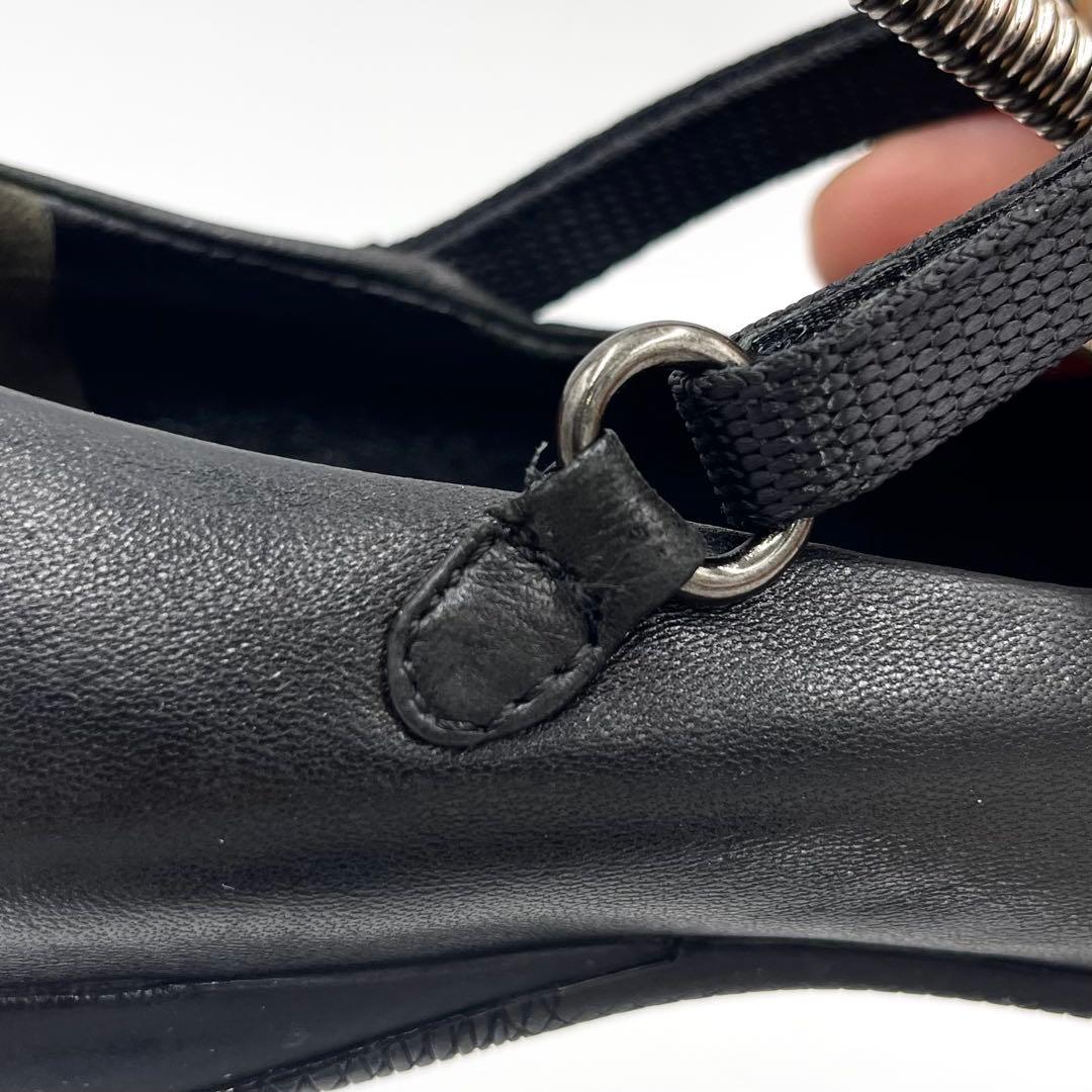 7LS10_美品 プラダ メリージェーン フラットシューズ 黒 ナッパレザー37
